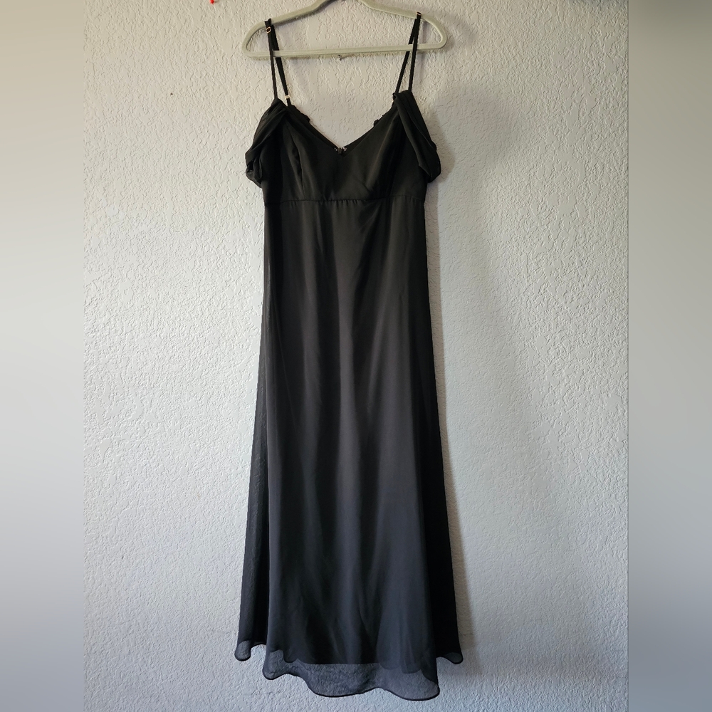 Dessy Collection Black Slip Maxi Chemise Size 8
